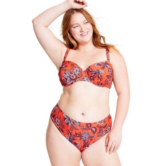 RHODE x Target Large Leaf Floral Print Hipster Coverage Bikini Bottom Sz XXL NWT - Picture 2 of 14